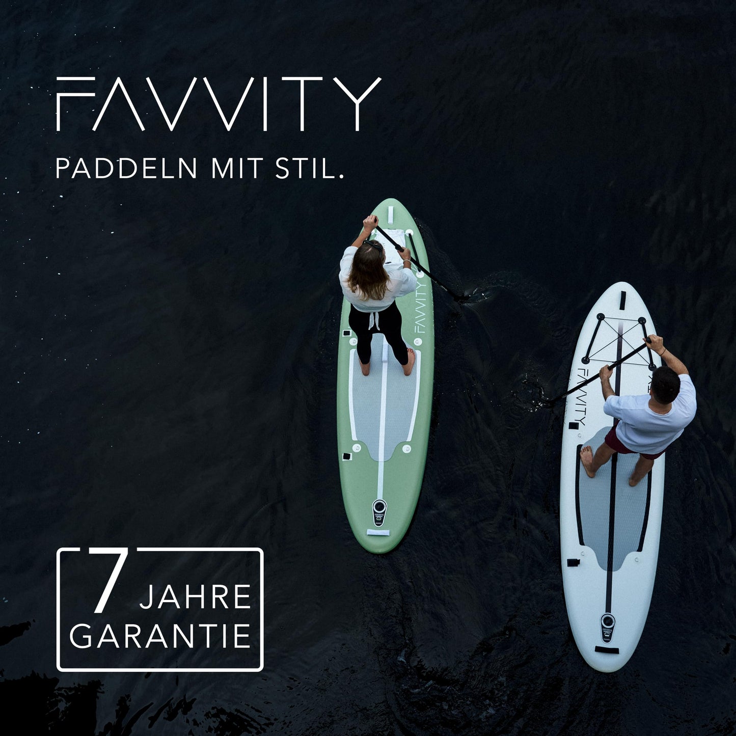 FAVVITY SUP Board aufblasbar, ultraleichtes Allround Paddle Board Set mit Halb-Carbon Paddel, 150kg Tragkraft, 7 Jahre Garantie, stilvoll