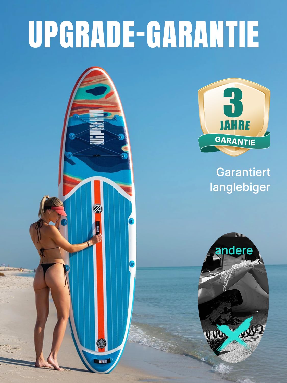 Niphean SUP Board 320cm für Erwachsene, bis 200kg Tragkraft für 2 Personen, inkl. Sitz & komplettem Zubehör, geeignet für alle Fähigkeitsstufen