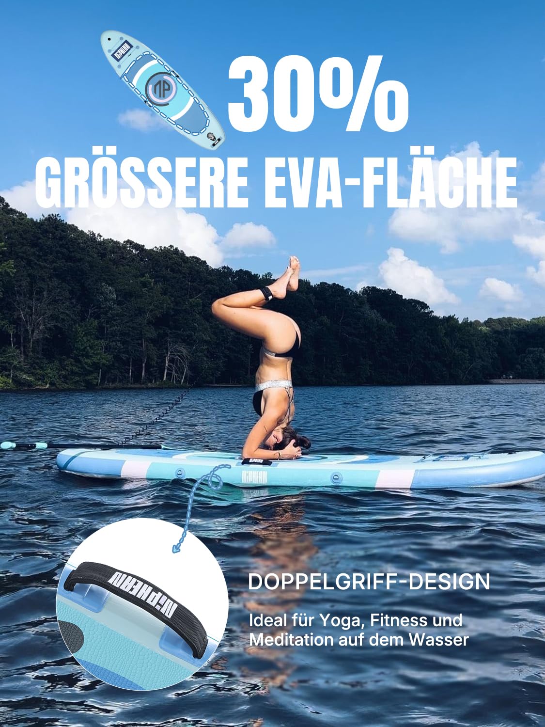 Niphean SUP Board 305cm, aufblasbar mit Balancierflügel, robustem Zubehör, für Erwachsene, vielseitig als Yoga- & Freizeit-Paddleboard