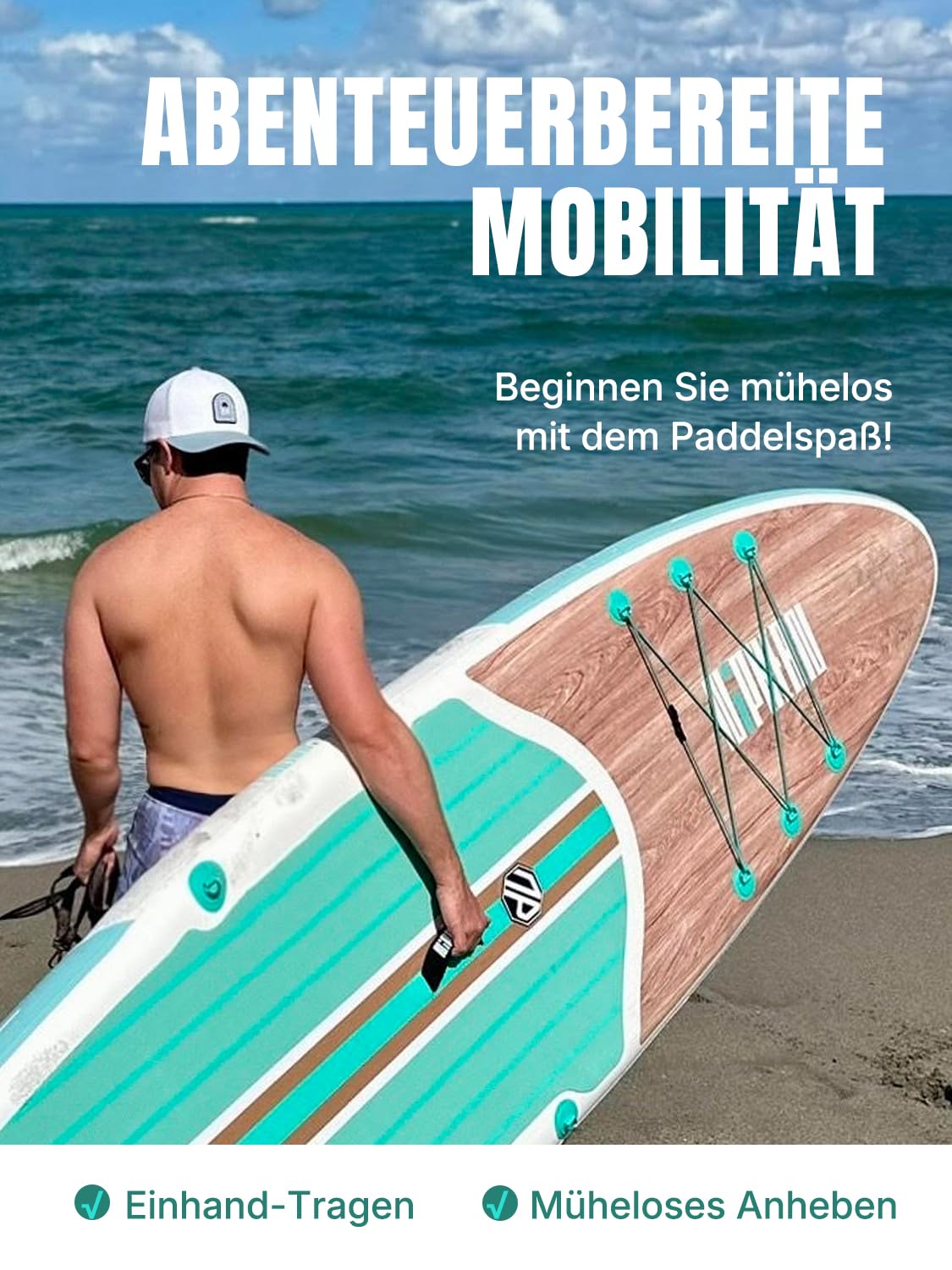 Niphean SUP Board 320cm für Erwachsene, bis 200kg Tragkraft für 2 Personen, inkl. Sitz & komplettem Zubehör, geeignet für alle Fähigkeitsstufen