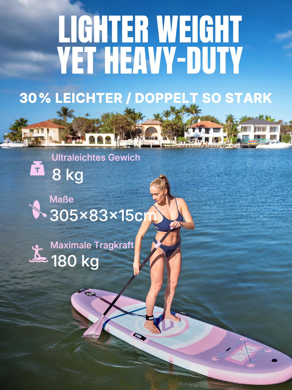 Niphean SUP Board 305cm, aufblasbar mit Balancierflügel, robustem Zubehör, für Erwachsene, vielseitig als Yoga- & Freizeit-Paddleboard