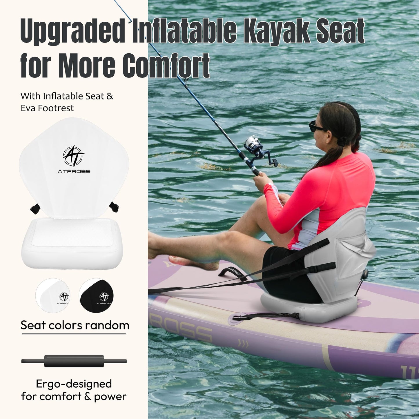 ATPROSS 12'x36 Inflatable SUP Board, extra breit & stabil, 450lbs, inkl. Zubehör-Set & Rucksack, Kajak-Board für Yoga, Angeln & Surfen
