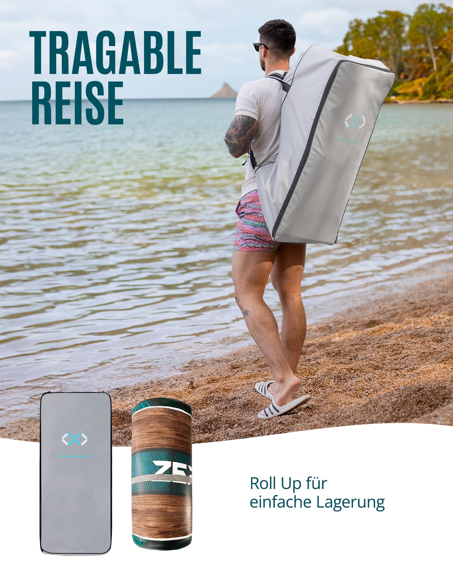 ZLX SUP Board 320cm mit Sitz, aufblasbar & stabil, rutschfestes Deck, inkl. Pumpe, ideal für Erwachsene, Familien & Anfängerfreundlich