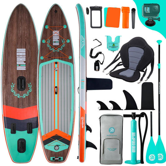 Niphean Extra Groß SUP Board für 2+1 Personen/Familien, anfängerfreundlich mit Balancierflügel, inkl. Zubehör & wasserdichter Handyhülle