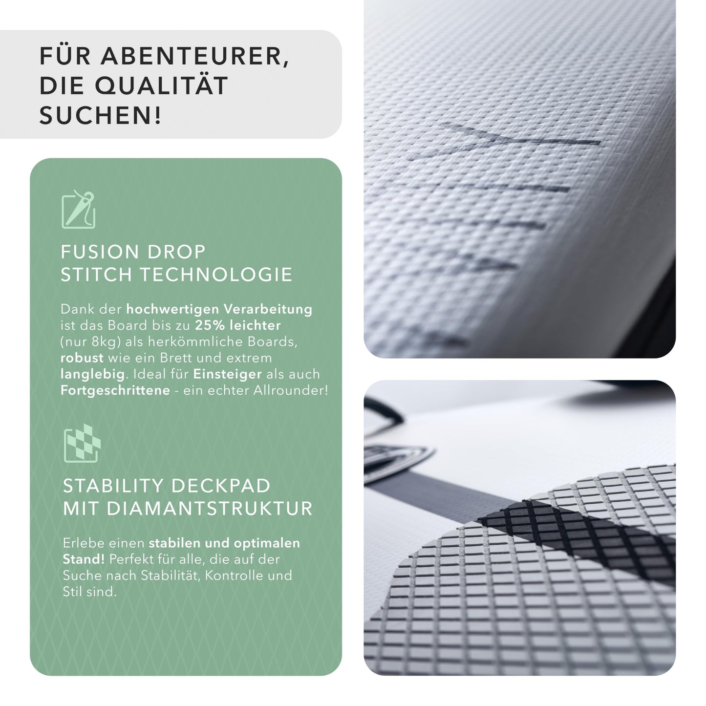 FAVVITY SUP Board aufblasbar, ultraleichtes Allround Paddle Board Set mit Halb-Carbon Paddel, 150kg Tragkraft, 7 Jahre Garantie, stilvoll