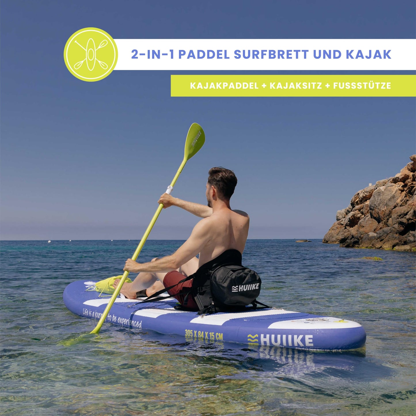HUIIKE SUP Board aufblasbar mit Aluminium-Paddel & Zubehör, stabiles & langlebiges Stand Up Paddleboard Set für Erwachsene & Anfänger