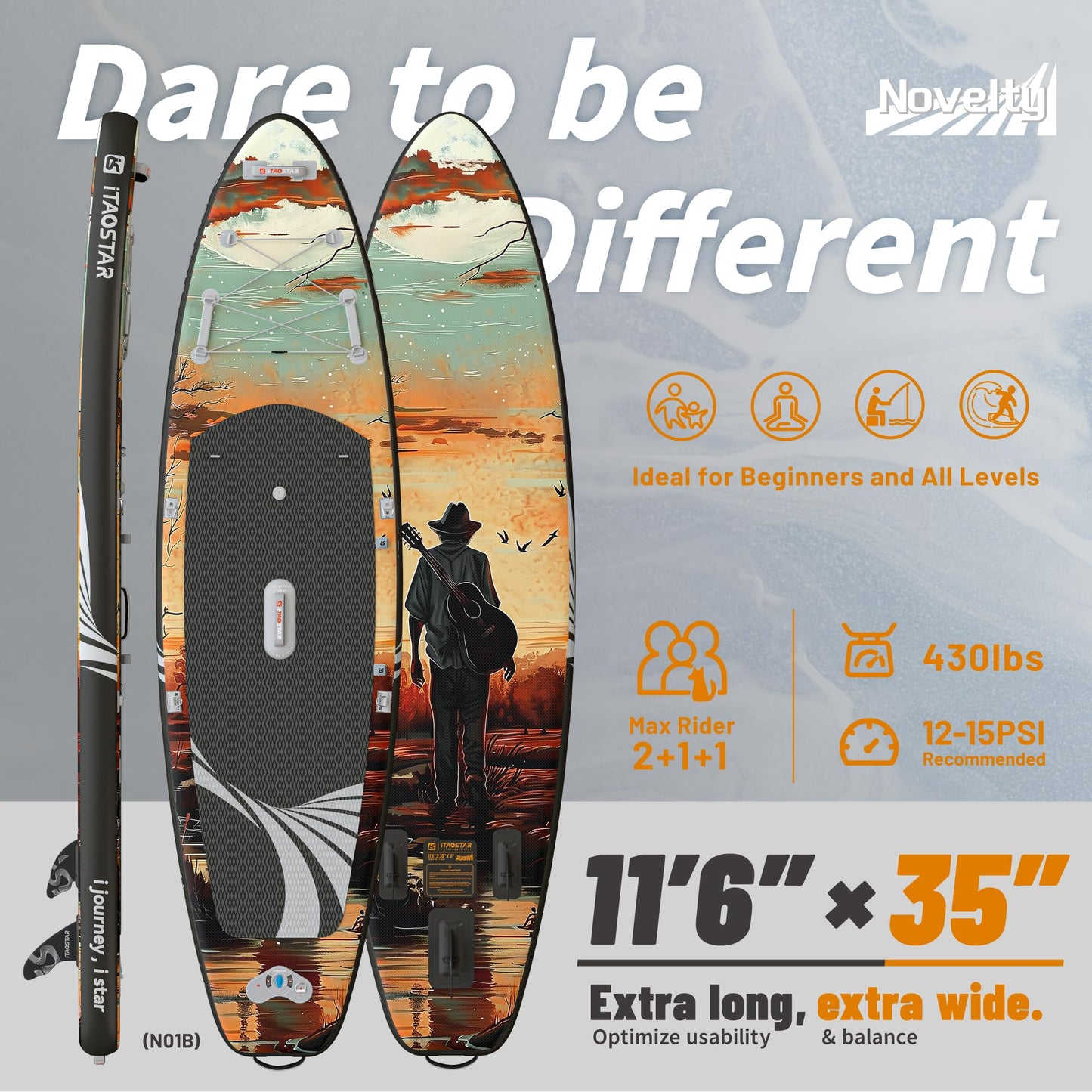 iTAOSTAR N01B SUP Board, aufblasbar & extra breit 35" für bessere Balance, Paddle Board für Erwachsene aller Levels, inkl. Premium Zubehör