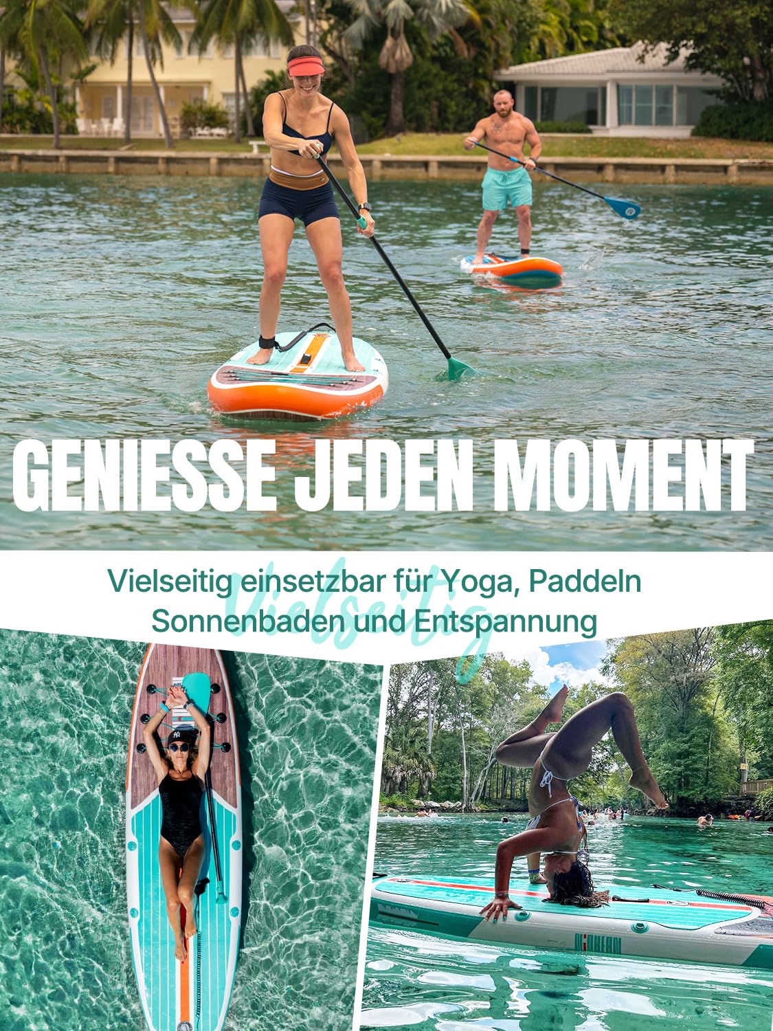 Niphean SUP Board 320cm für Erwachsene, bis 200kg Tragkraft für 2 Personen, inkl. Sitz & komplettem Zubehör, geeignet für alle Fähigkeitsstufen