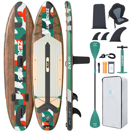 ZLX SUP Board 320cm mit Sitz, aufblasbar & stabil, rutschfestes Deck, inkl. Pumpe, ideal für Erwachsene, Familien & Anfängerfreundlich