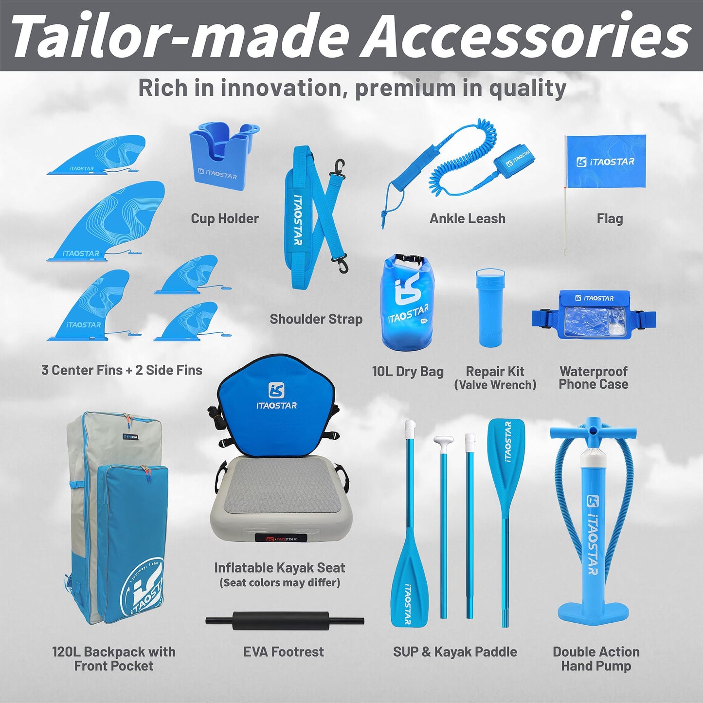 iTAOSTAR J07A SUP Board, aufblasbar & extra breit 35", für Erwachsene & Jugendliche aller Levels, inkl. Premium Paddleboard Zubehör