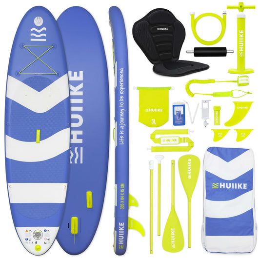 HUIIKE SUP Board aufblasbar mit Aluminium-Paddel & Zubehör, stabiles & langlebiges Stand Up Paddleboard Set für Erwachsene & Anfänger