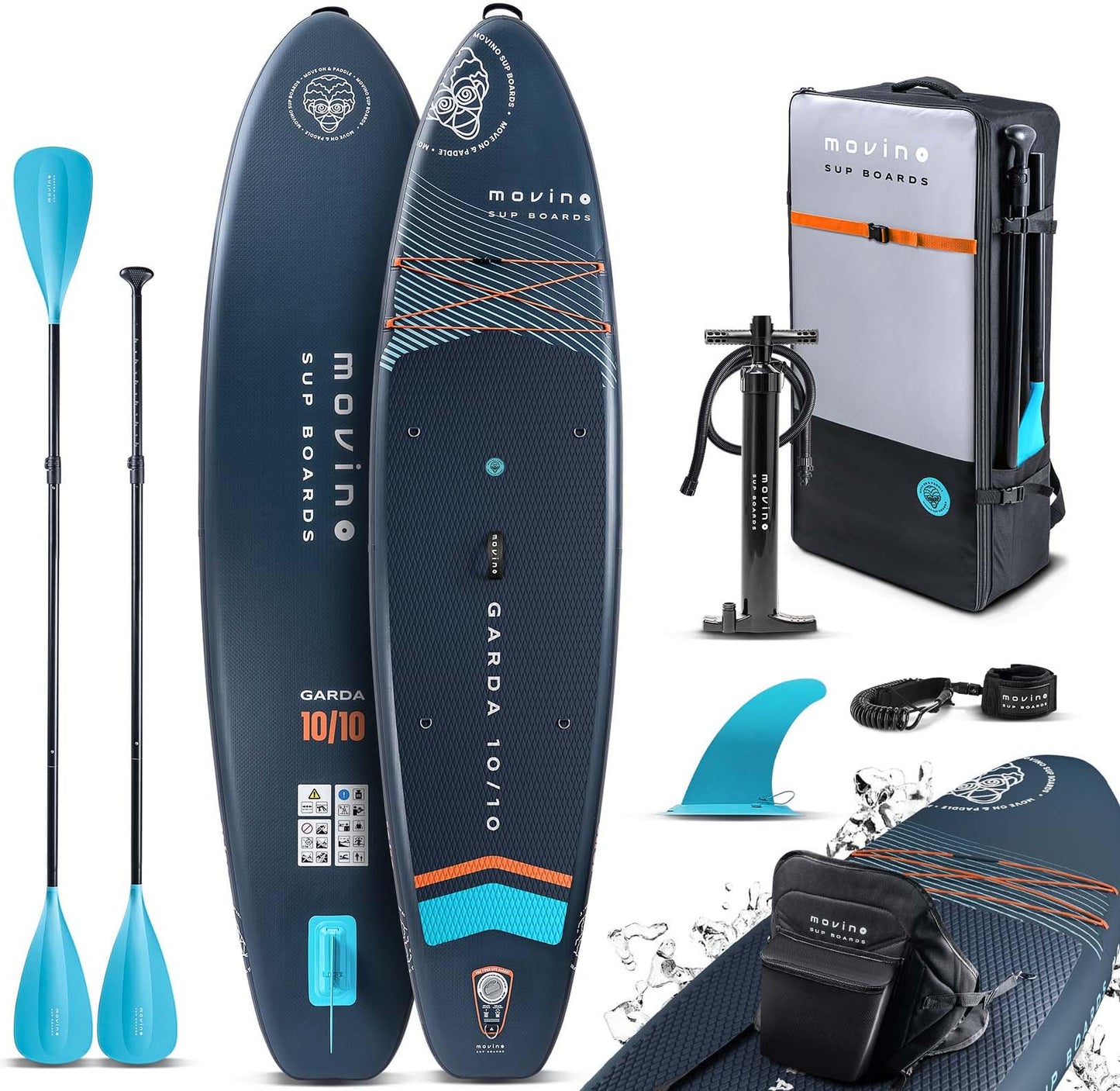 Movino Garda Allround SUP Board 10’10" (330cm), aufblasbar & leicht, inkl. Zubehör-Set, Stand Up Paddle Board für Wassersport & Freizeit