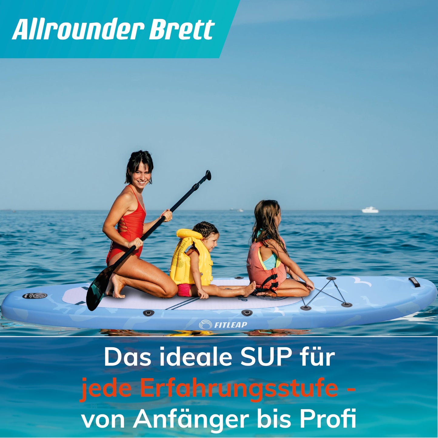 Fitleap Premium SUP Board aufblasbar, Set mit Hochdruckpumpe, verstellbarem Paddel & Rucksack, ideal für Anfänger & Profis, Yoga & Surfen