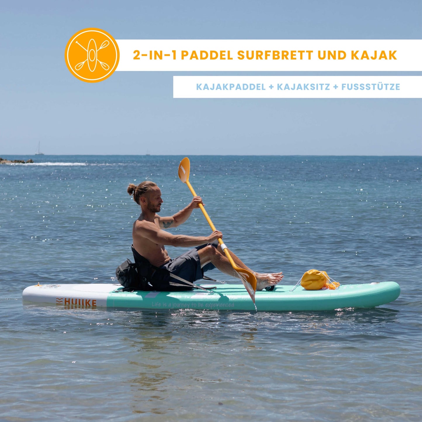 HUIIKE Aufblasbares SUP Board Set mit Aluminium-Paddel & Zubehör, stabiles langlebiges Stand Up Paddleboard für Erwachsene & Einsteiger
