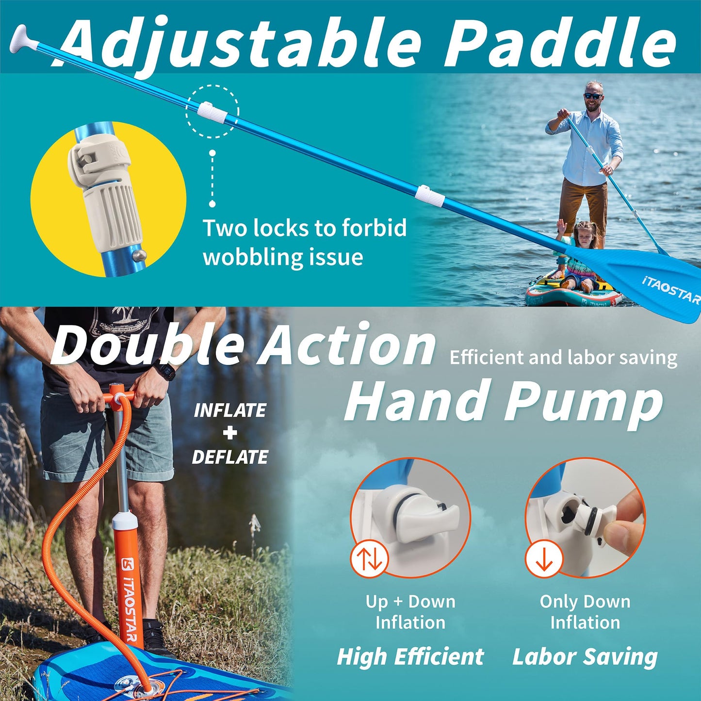 iTAOSTAR J05AA SUP Board, aufblasbar & extra breit 34" für bessere Balance, robustes Paddle Board für Erwachsene & Jugendliche inkl. Zubehör
