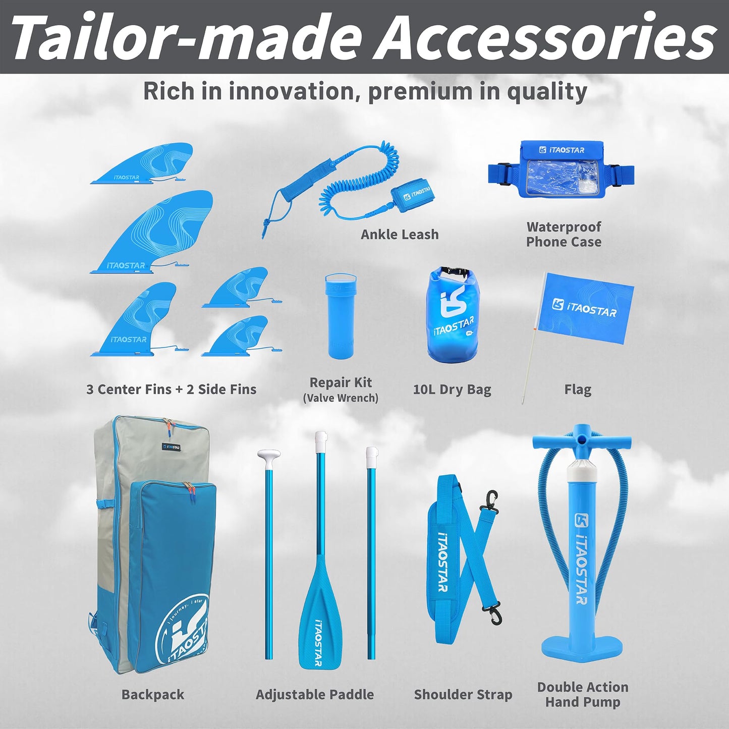 iTAOSTAR J05AA SUP Board, aufblasbar & extra breit 34" für bessere Balance, robustes Paddle Board für Erwachsene & Jugendliche inkl. Zubehör