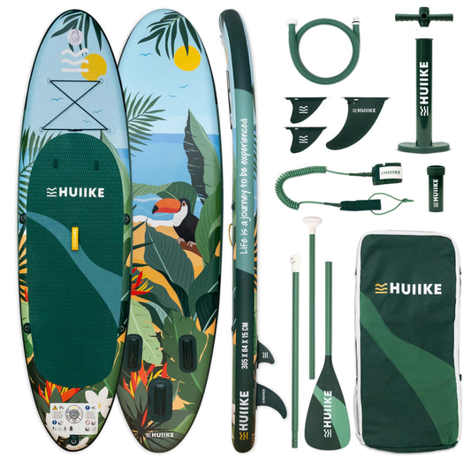 HUIIKE SUP Board aufblasbar, inkl. Aluminium-Paddel & hochwertigem Zubehör, stabiles & langlebiges Stand Up Paddleboard Set für Erwachsene