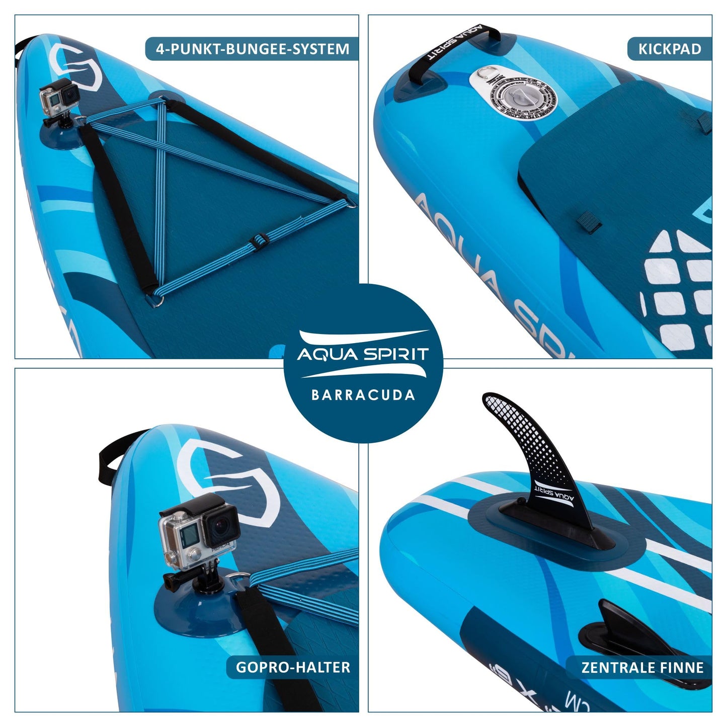 Aqua Spirit SUP 2024 Aufblasbares Paddle Board 320x81x15cm, inkl. Kajak-Umbausatz, Paddel, Rucksack, Pumpe, Zubehör, 2 Jahre Garantie