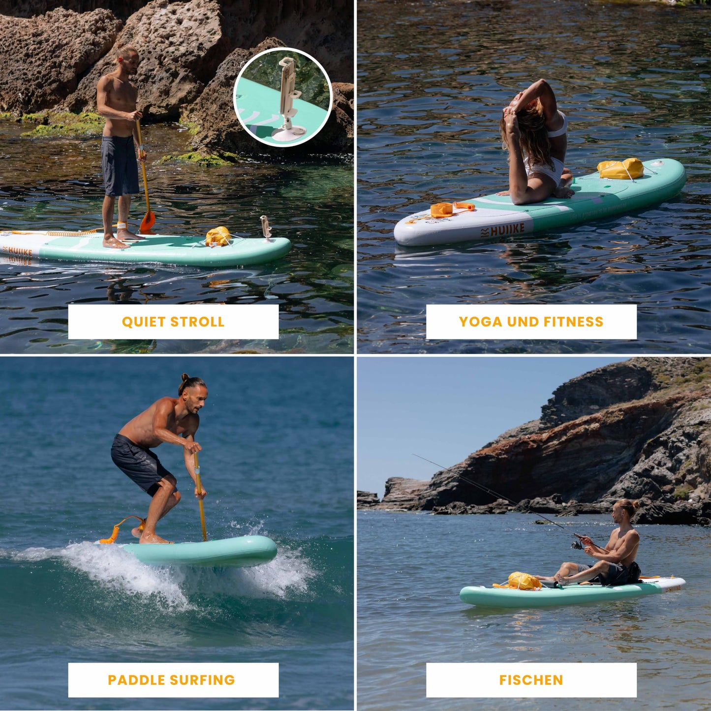 HUIIKE Aufblasbares SUP Board Set mit Aluminium-Paddel & Zubehör, stabiles langlebiges Stand Up Paddleboard für Erwachsene & Einsteiger