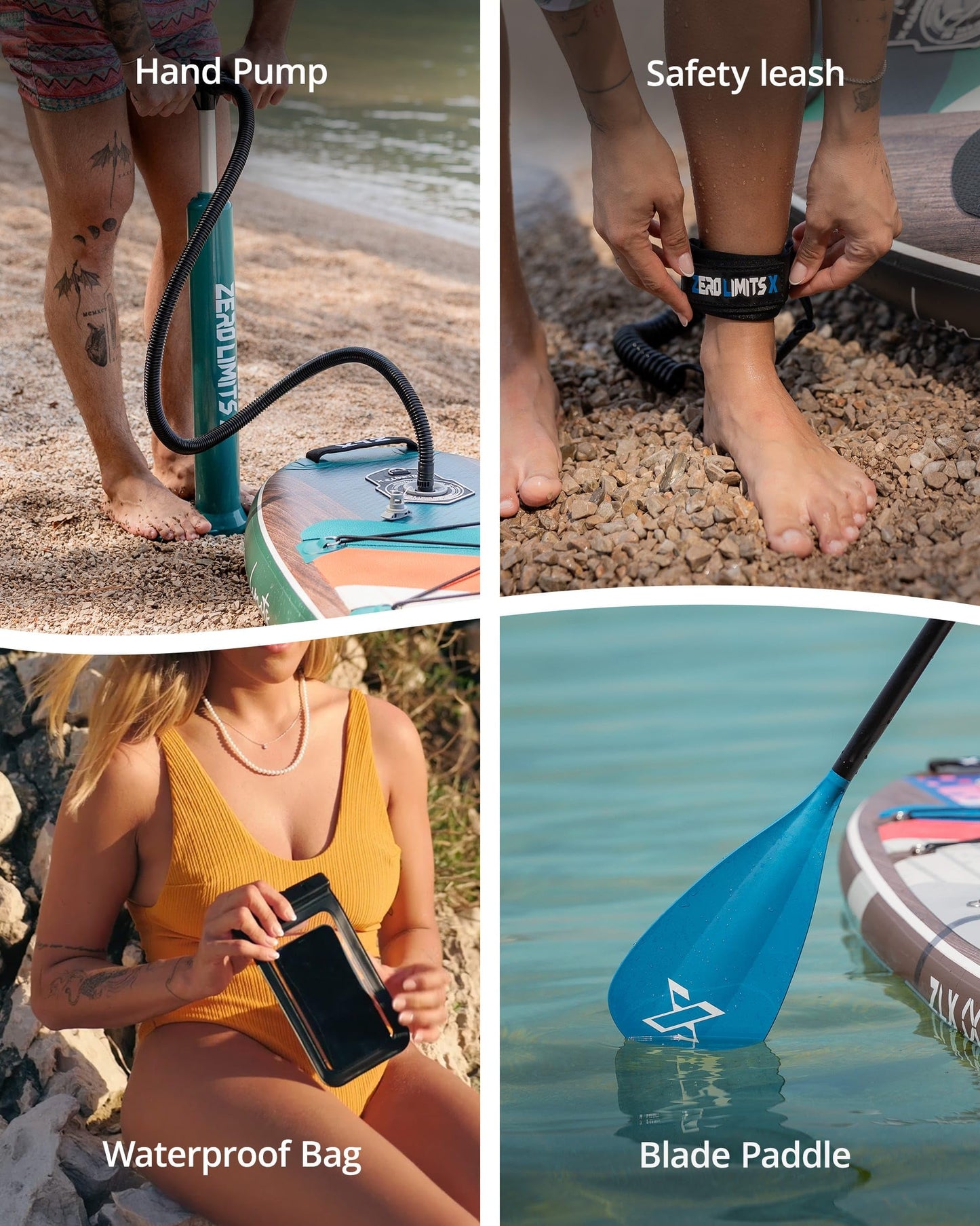 ZLX SUP Board 320cm mit Sitz, aufblasbar & stabil, rutschfestes Deck, inkl. Pumpe, für Erwachsene, Familien & einsteigerfreundlich