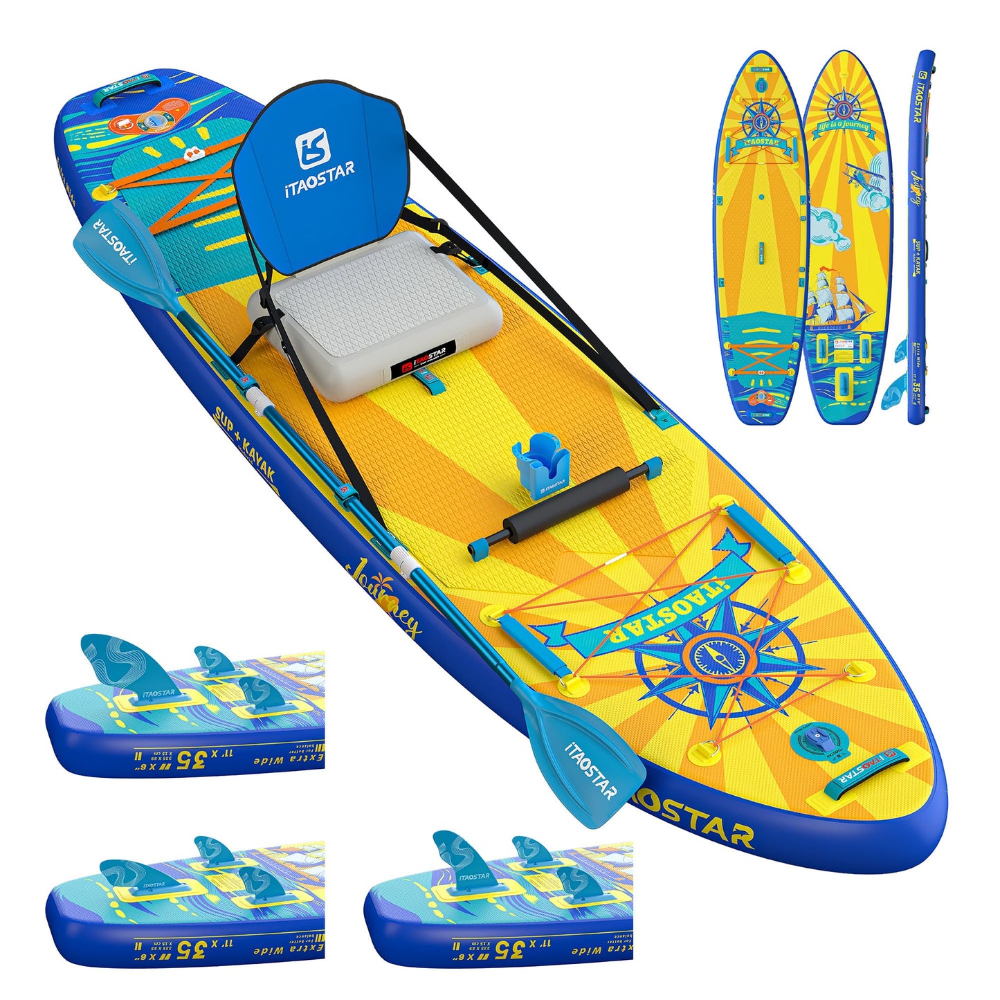 iTAOSTAR J07A SUP Board, aufblasbar & extra breit 35", für Erwachsene & Jugendliche aller Levels, inkl. Premium Paddleboard Zubehör