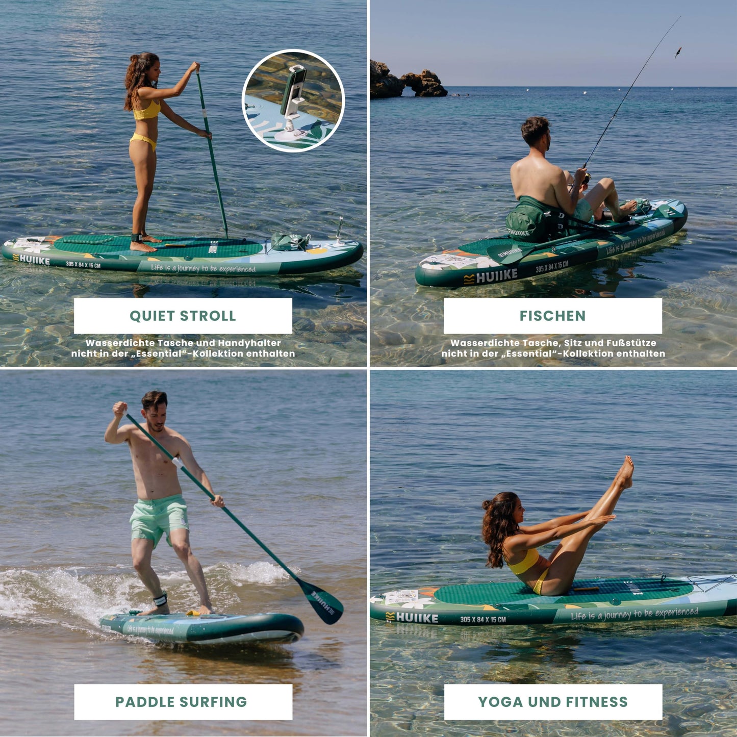 HUIIKE SUP Board aufblasbar, inkl. Aluminium-Paddel & hochwertigem Zubehör, stabiles & langlebiges Stand Up Paddleboard Set für Erwachsene