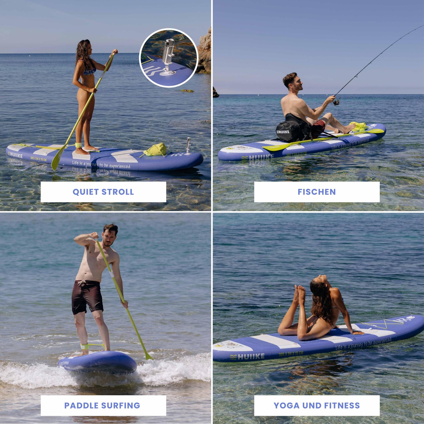 HUIIKE SUP Board aufblasbar mit Aluminium-Paddel & Zubehör, stabiles & langlebiges Stand Up Paddleboard Set für Erwachsene & Anfänger
